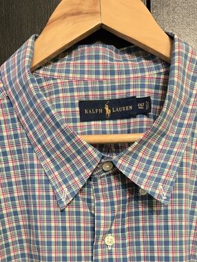 Ralph Lauren 4XLT Multicolor Plaid Cotton Button-Down Shirt With Pink Pony